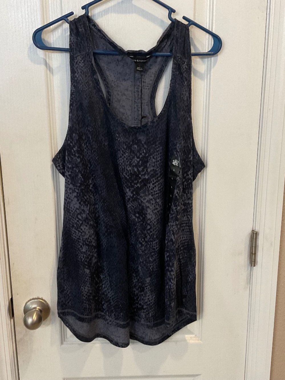 Rock & Republic Racerback Blue Printed Tank Top - Large - NWT